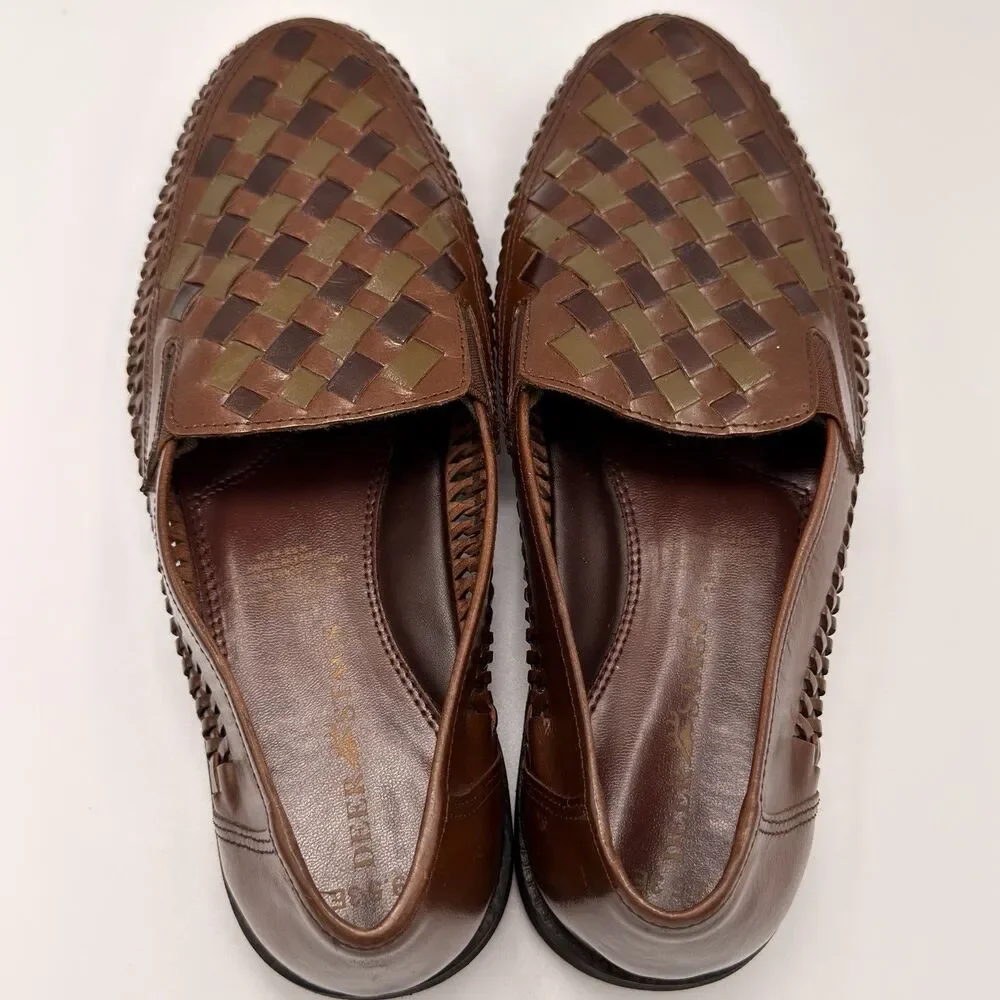Deer Stags Tijuana Men’s 9.5 3E Extra Wide Woven Leather Huarache Loafers Brown